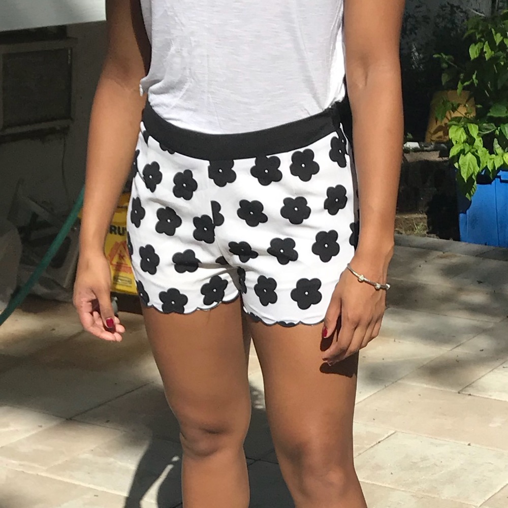 Floral black and white shorts